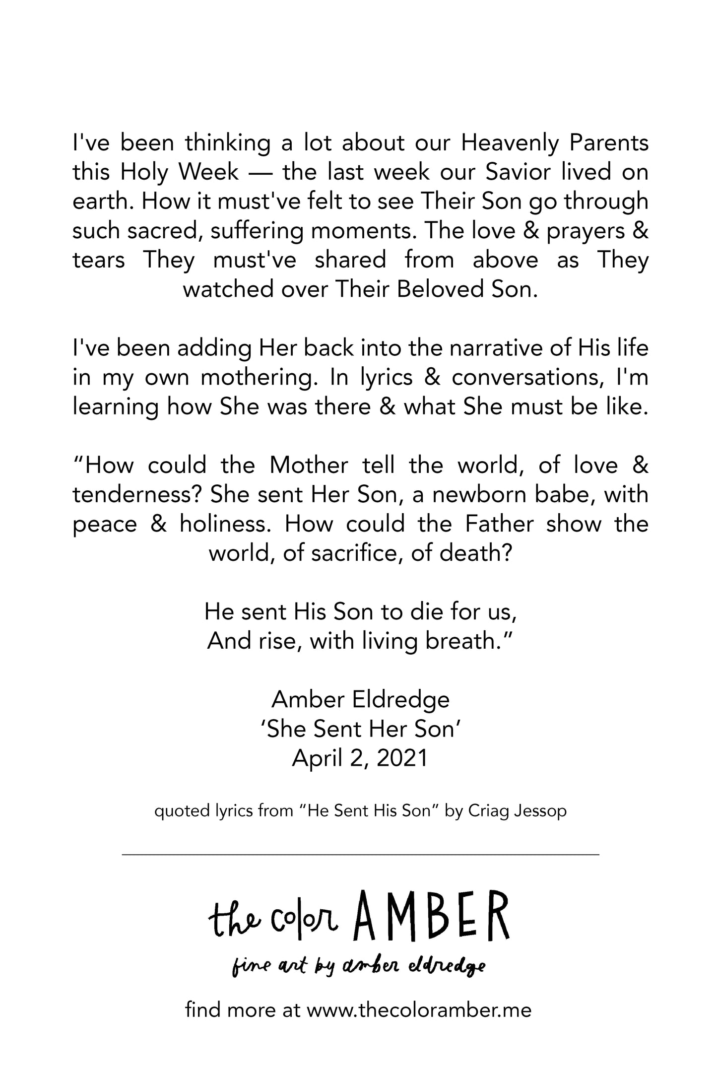 'She Sent Her Son'