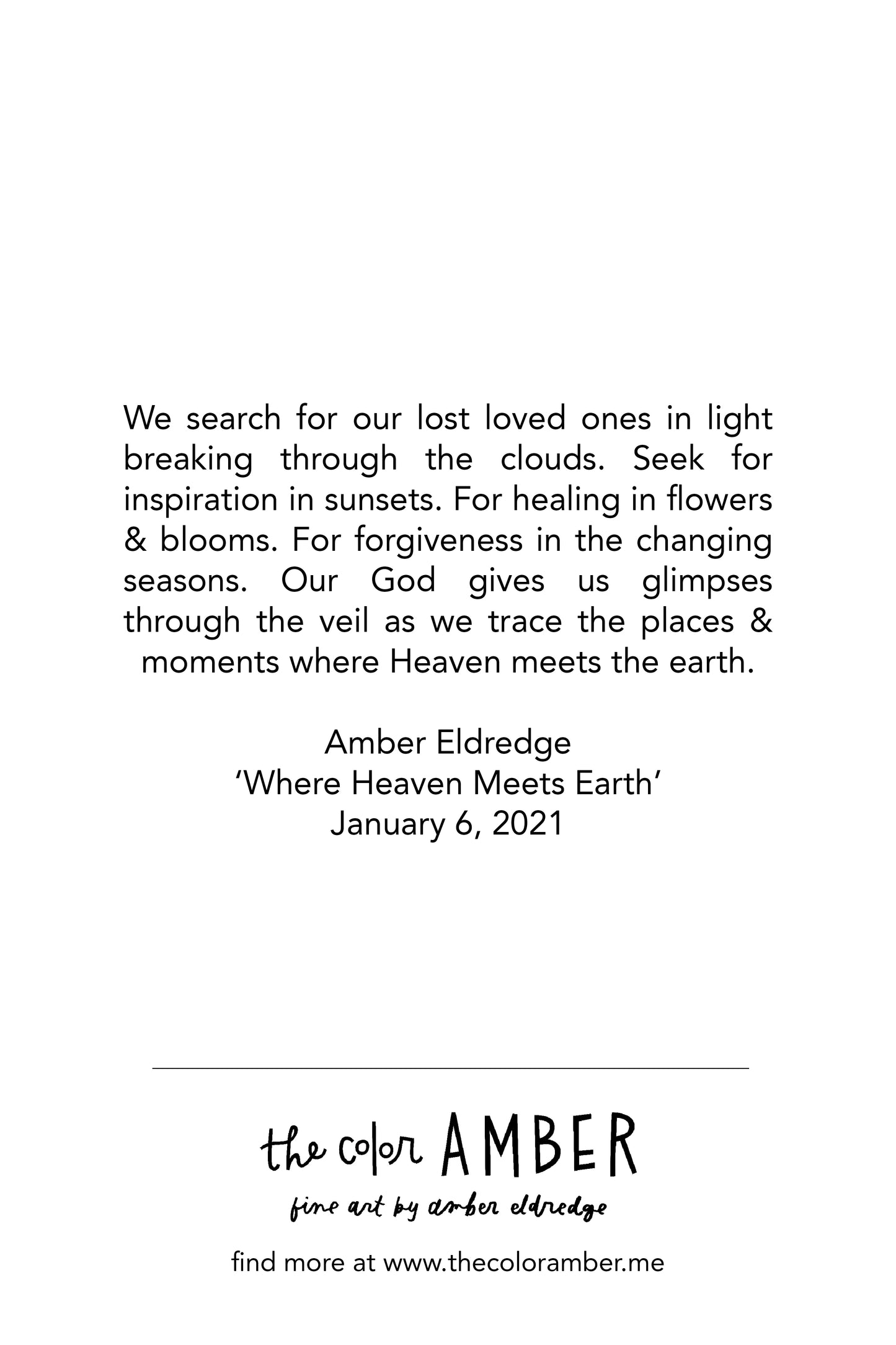 'Where Heaven Meets Earth' Print + Canvas
