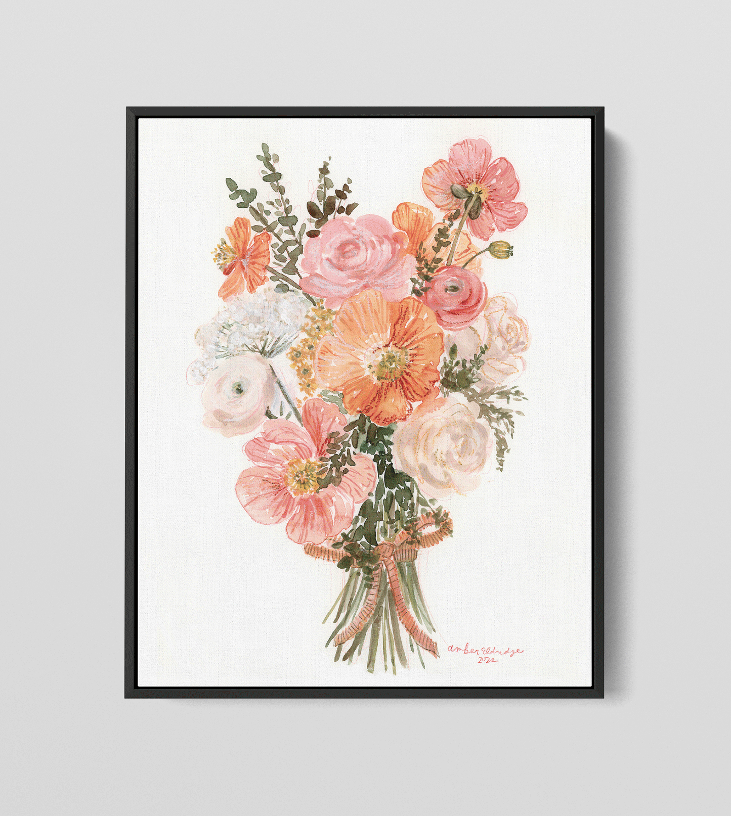 'Orange Floral Study' Print & Canvas