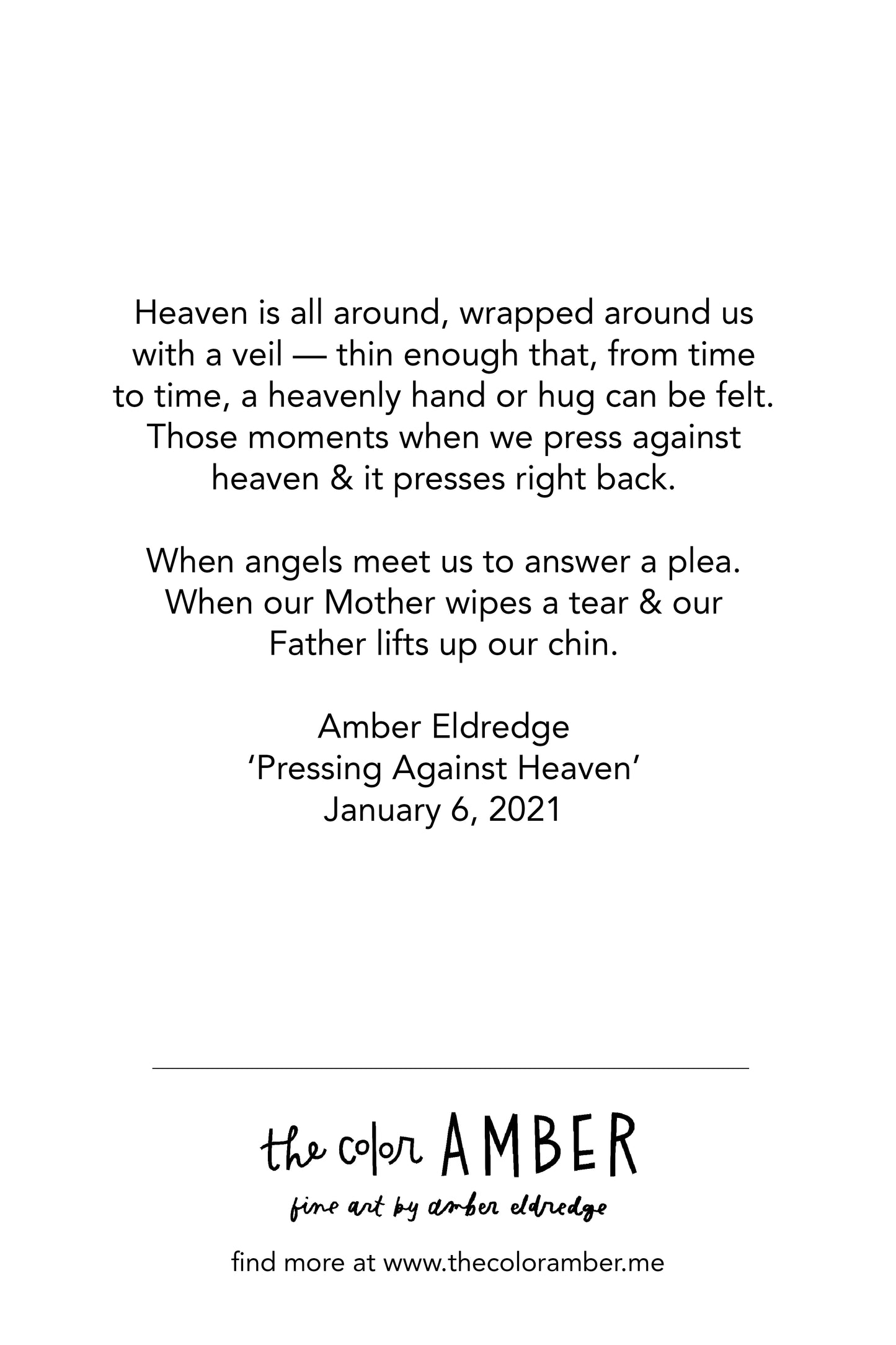 'Pressing Against Heaven' Print + Canvas