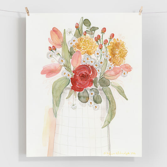 SALE 'Grid Vase Floral' Prints