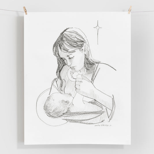 'Nursing Mother Sketch no. 1' Print + Canvas